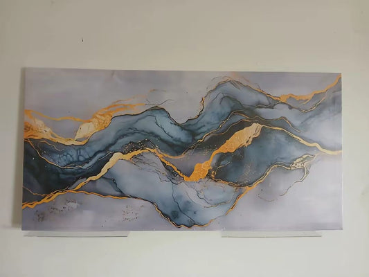 Blue & Gold Marble Abstract Canvas Print Wall Art