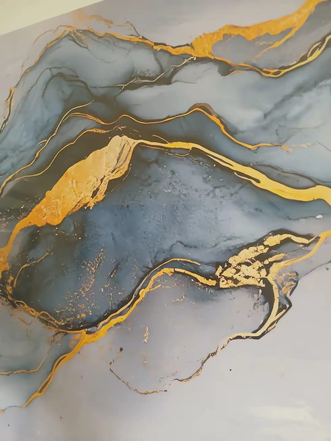 Blue & Gold Marble Abstract Canvas Print Wall Art