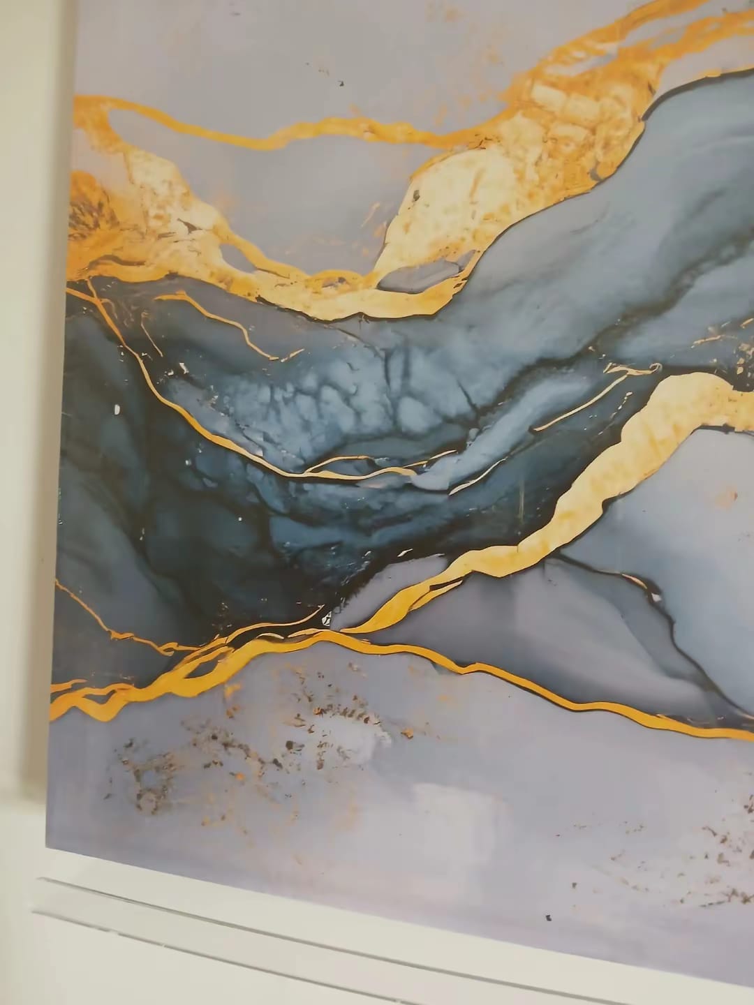 Blue & Gold Marble Abstract Canvas Print Wall Art