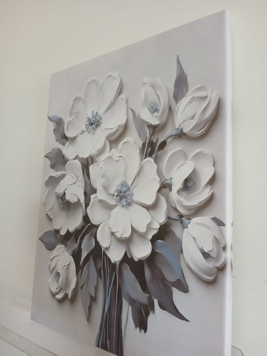 1pc - Floral Black & White Leaves Canvas Print Wall Art