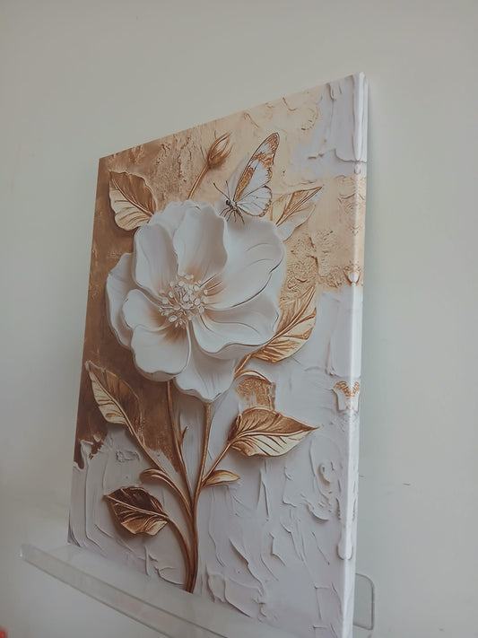Botanical Flowers & Butterflies Canvas Print Wall Art