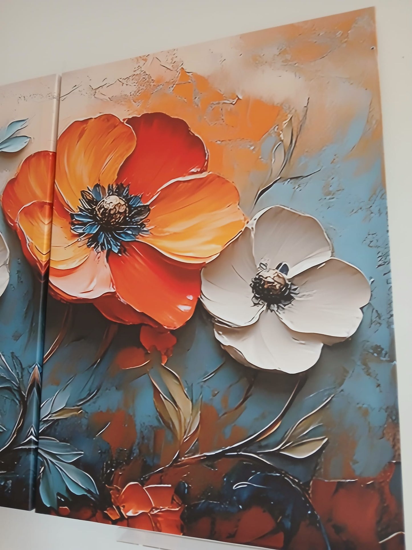 Bohemian Abstract Floral Canvas Print Wall Art – Textured Art Effect