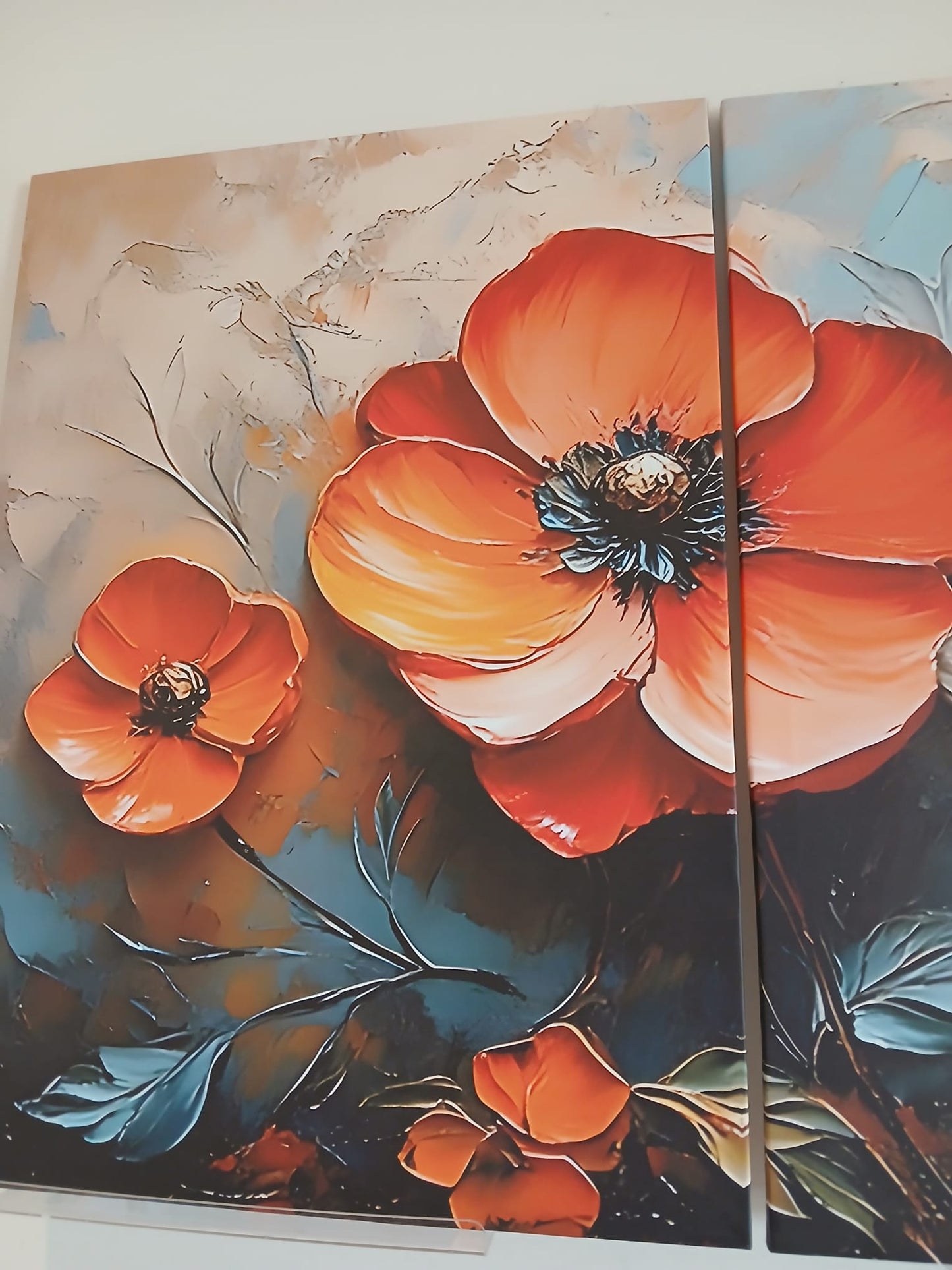 Bohemian Abstract Floral Canvas Print Wall Art – Textured Art Effect