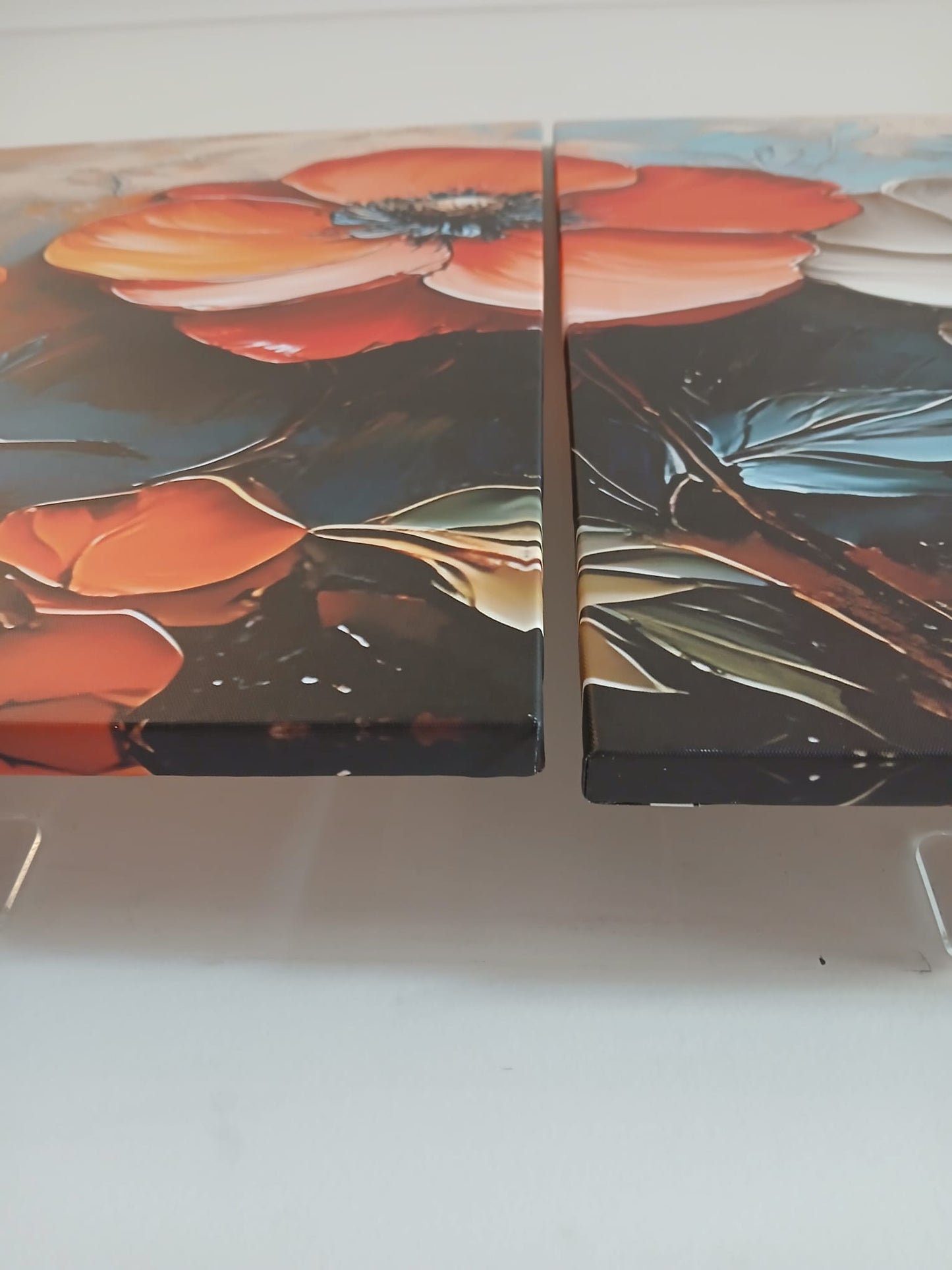 Bohemian Abstract Floral Canvas Print Wall Art – Textured Art Effect