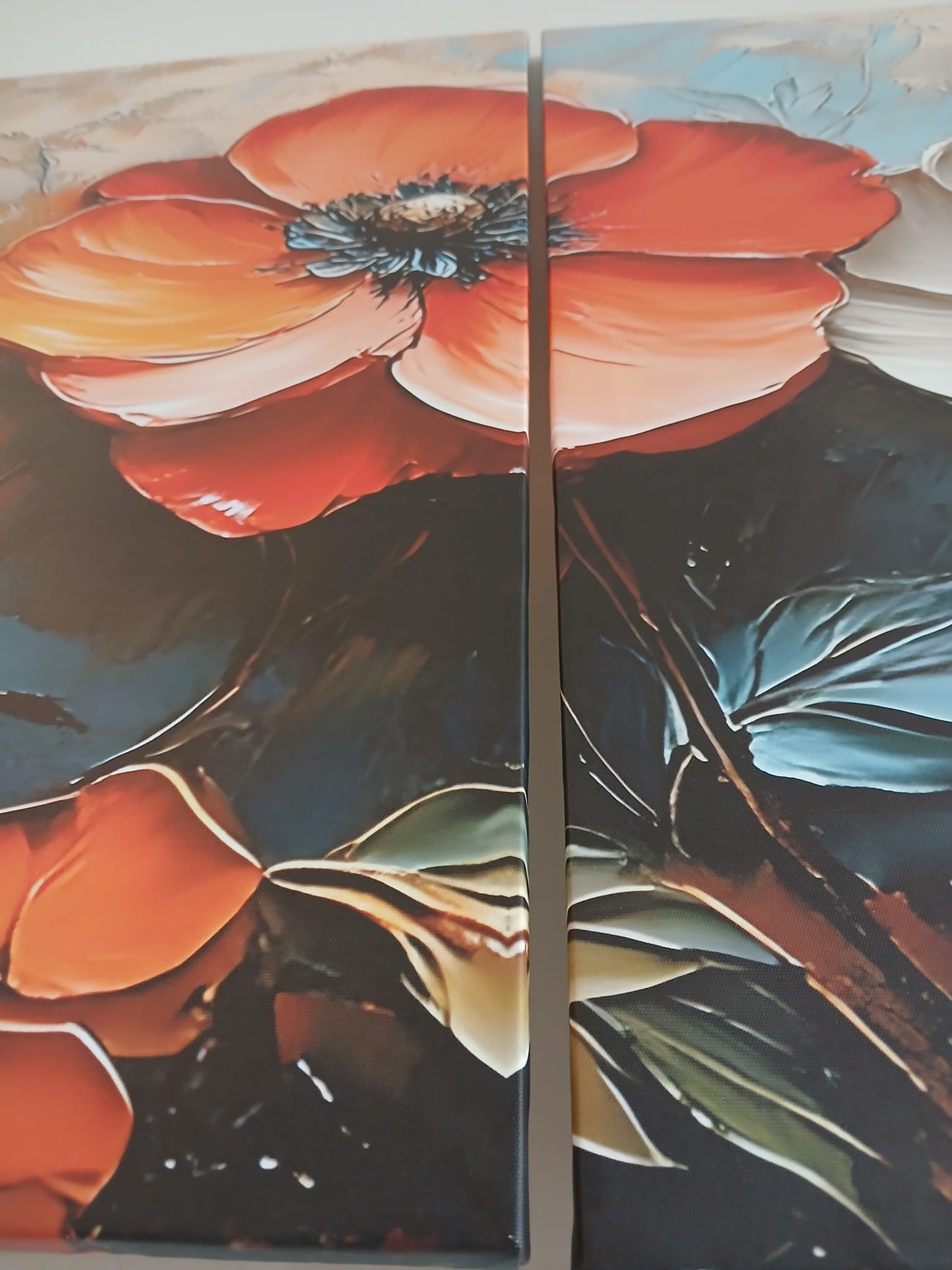 Bohemian Abstract Floral Canvas Print Wall Art – Textured Art Effect