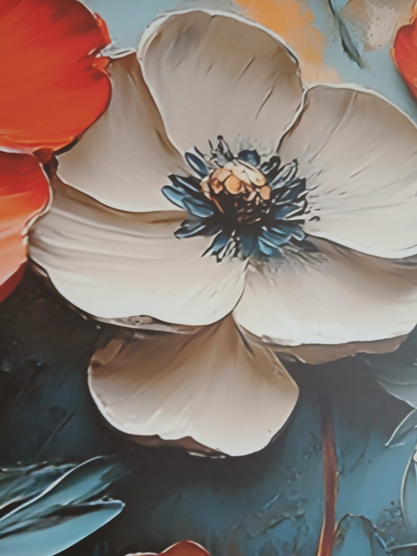 Bohemian Abstract Floral Canvas Print Wall Art – Textured Art Effect