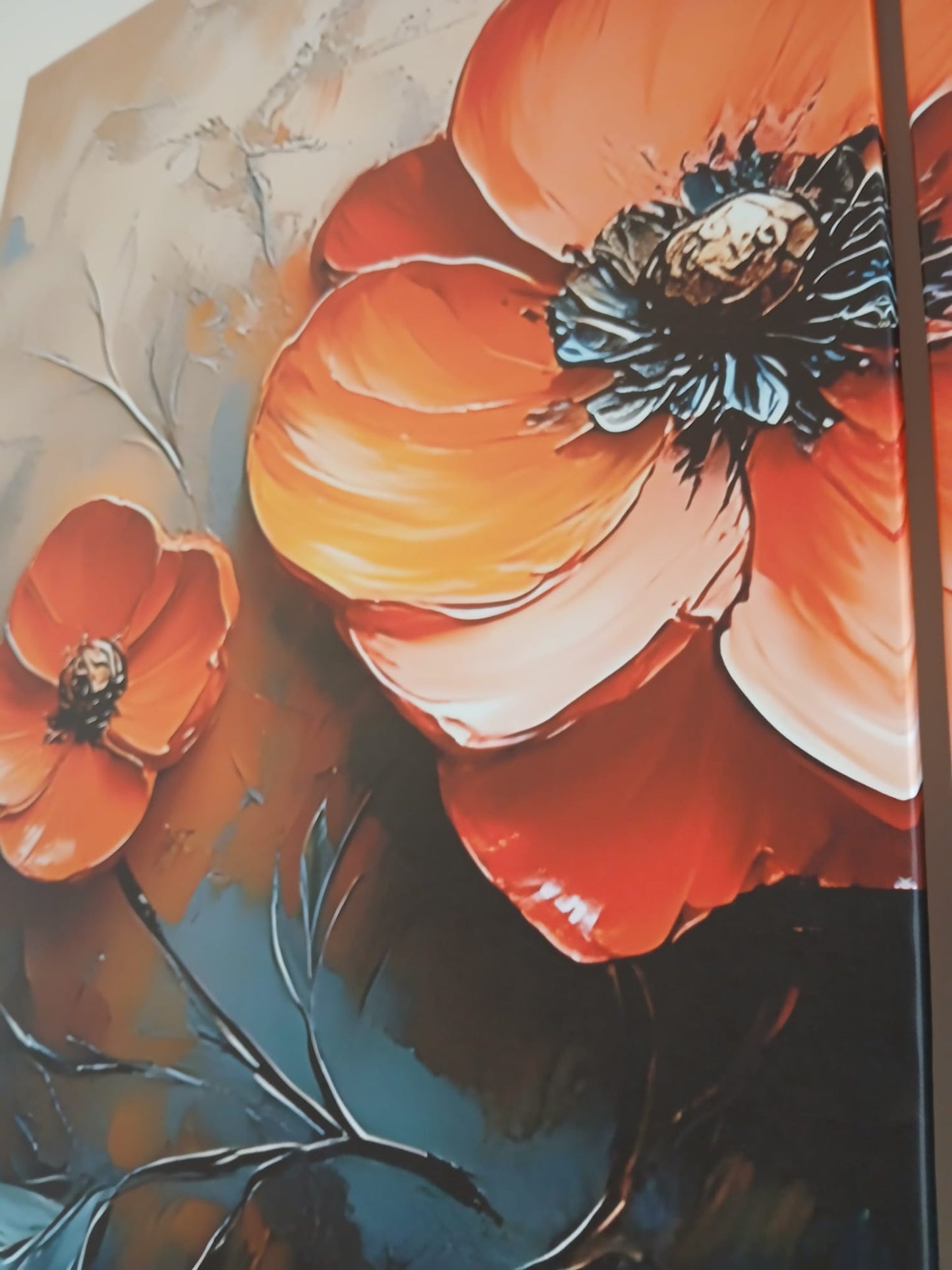 Bohemian Abstract Floral Canvas Print Wall Art – Textured Art Effect