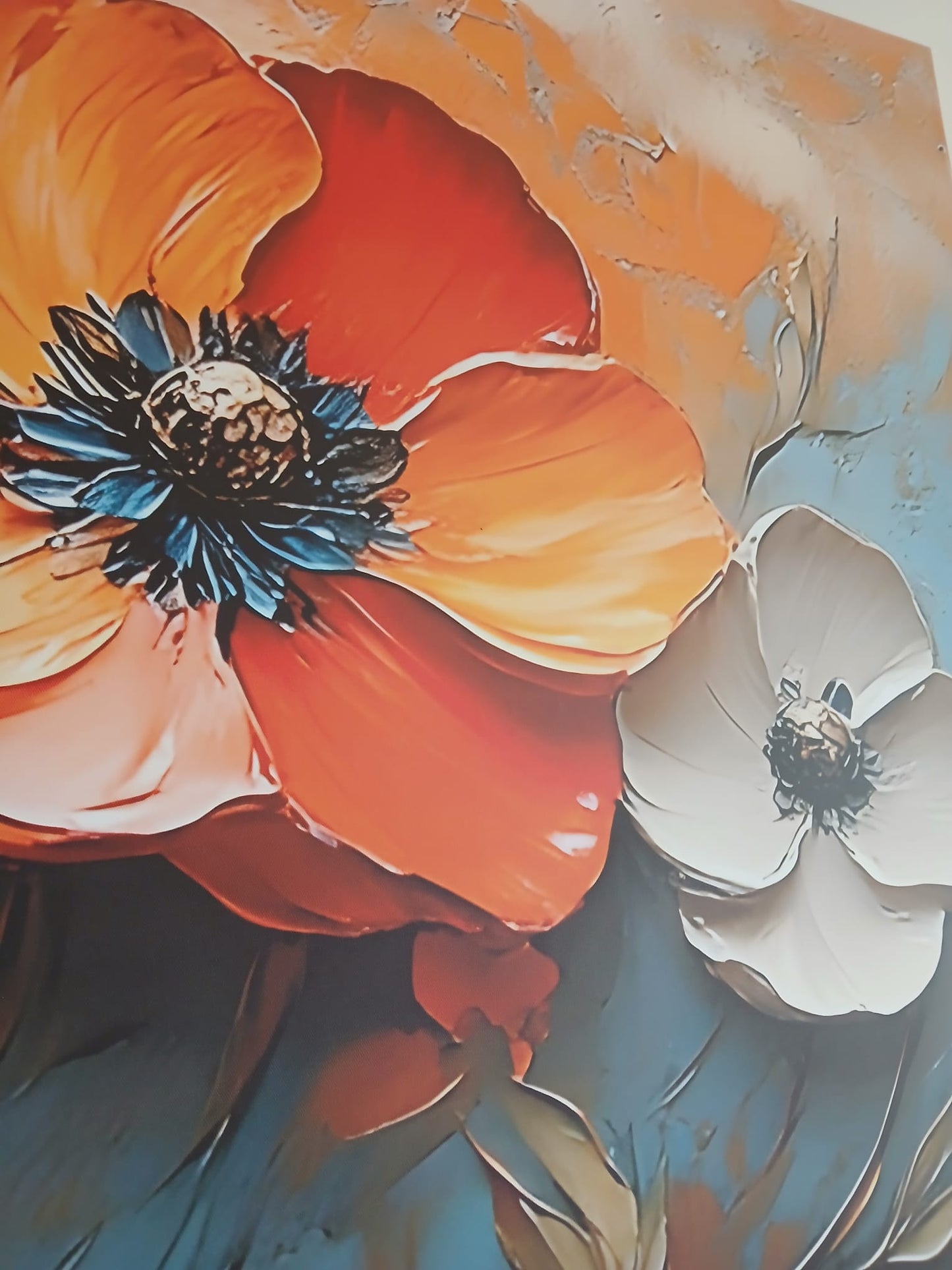 Bohemian Abstract Floral Canvas Print Wall Art – Textured Art Effect