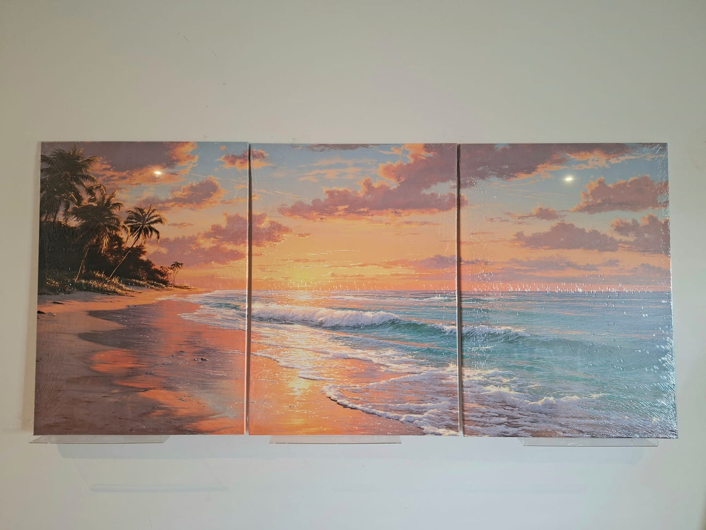 Tropical Sunset Beach Canvas Print Wall Art Set