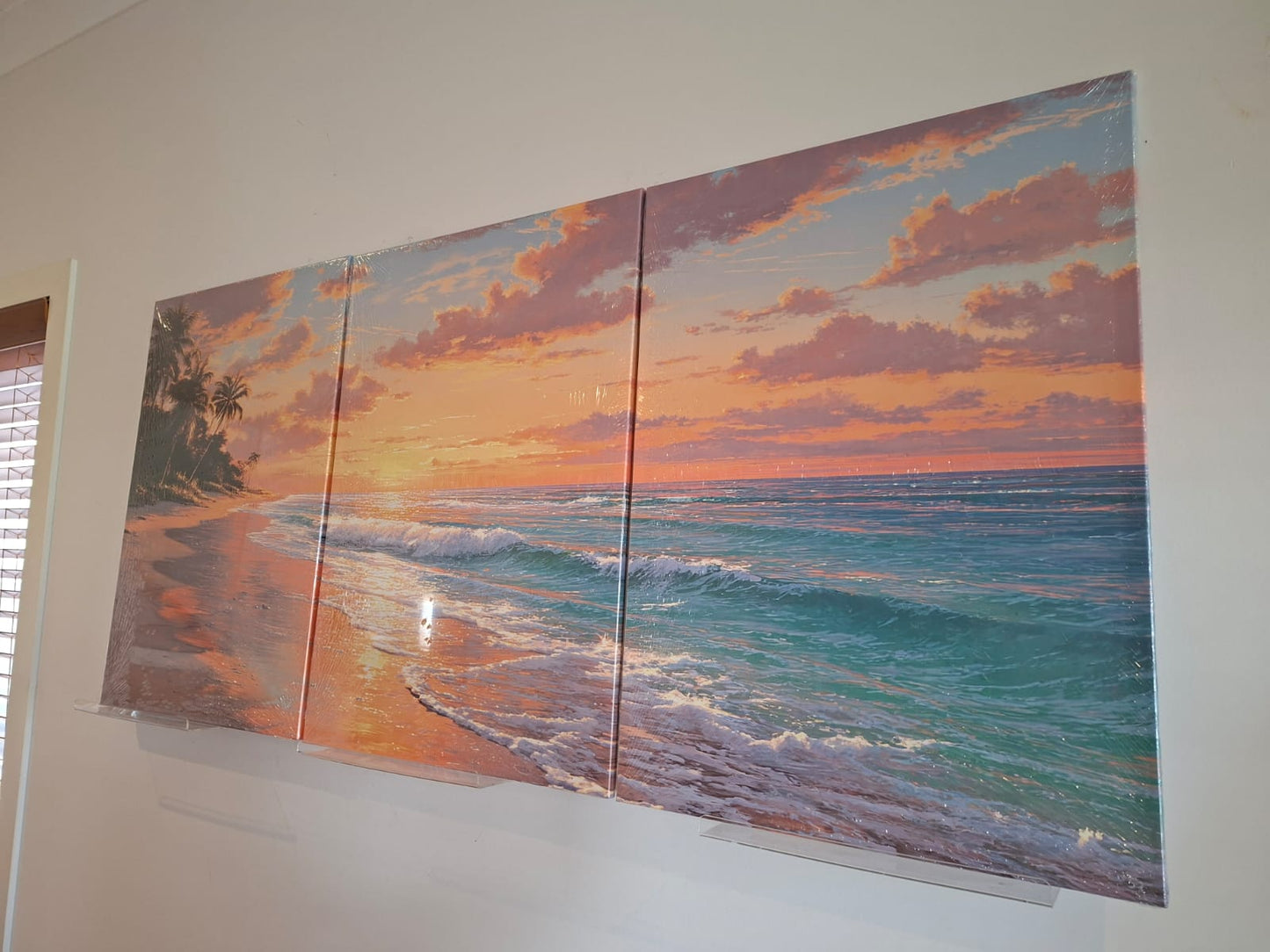 Tropical Sunset Beach Canvas Print Wall Art Set
