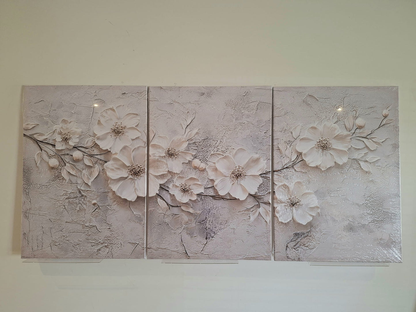 Minimalist White Floral Canvas Print Wall Art