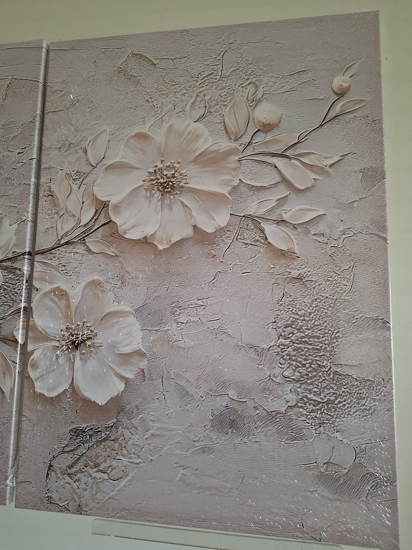 Minimalist White Floral Canvas Print Wall Art