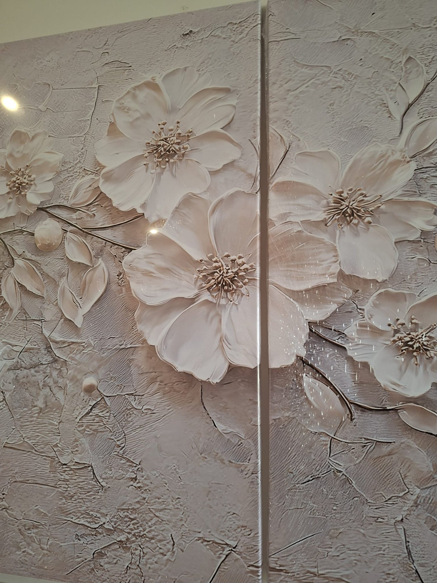 Minimalist White Floral Canvas Print Wall Art