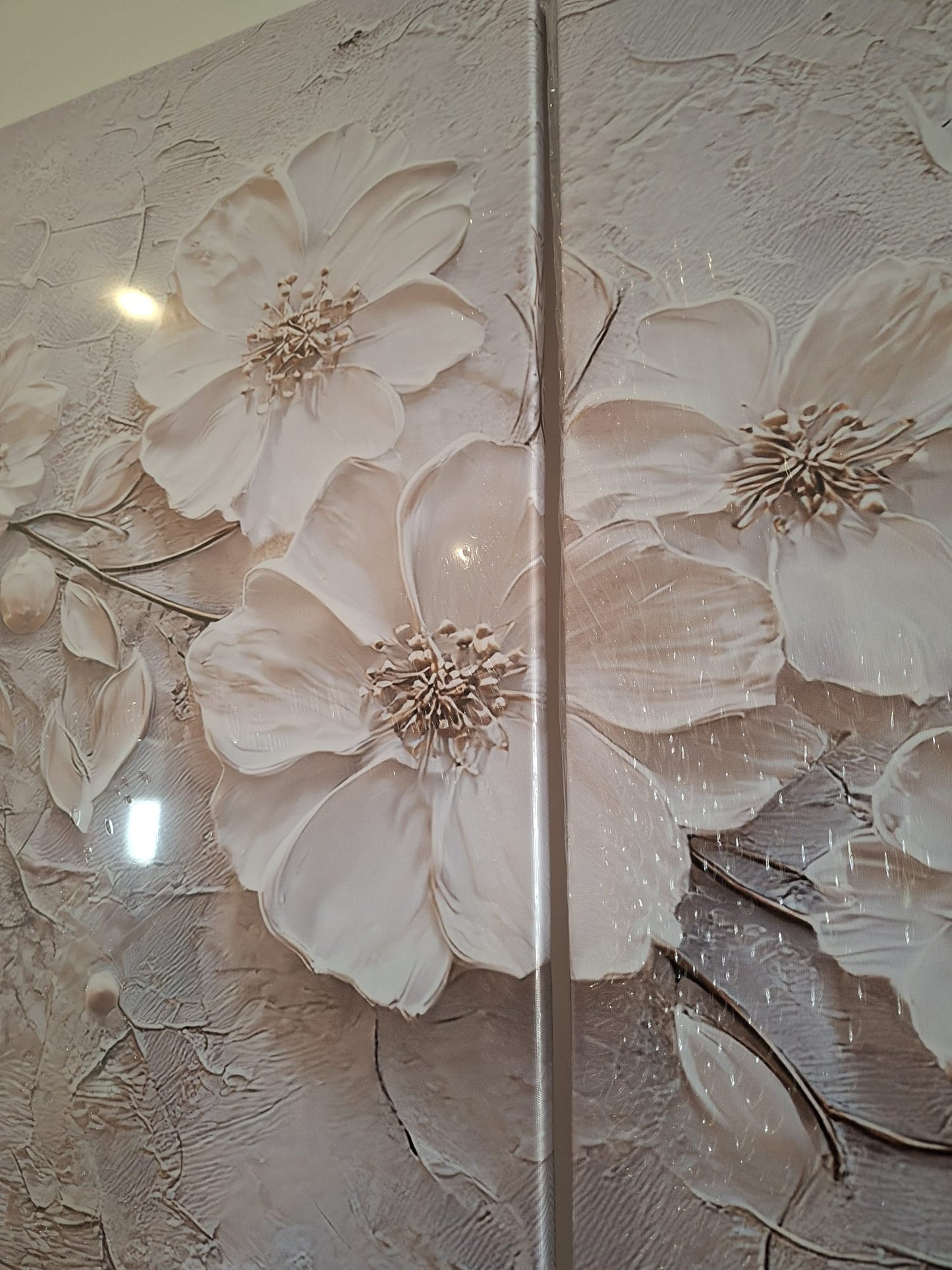 Minimalist White Floral Canvas Print Wall Art
