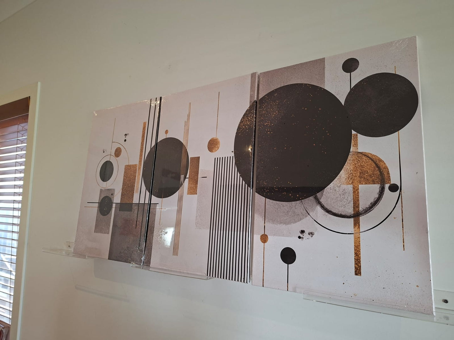 Golden Geometric Abstract Canvas Print Wall Art Set
