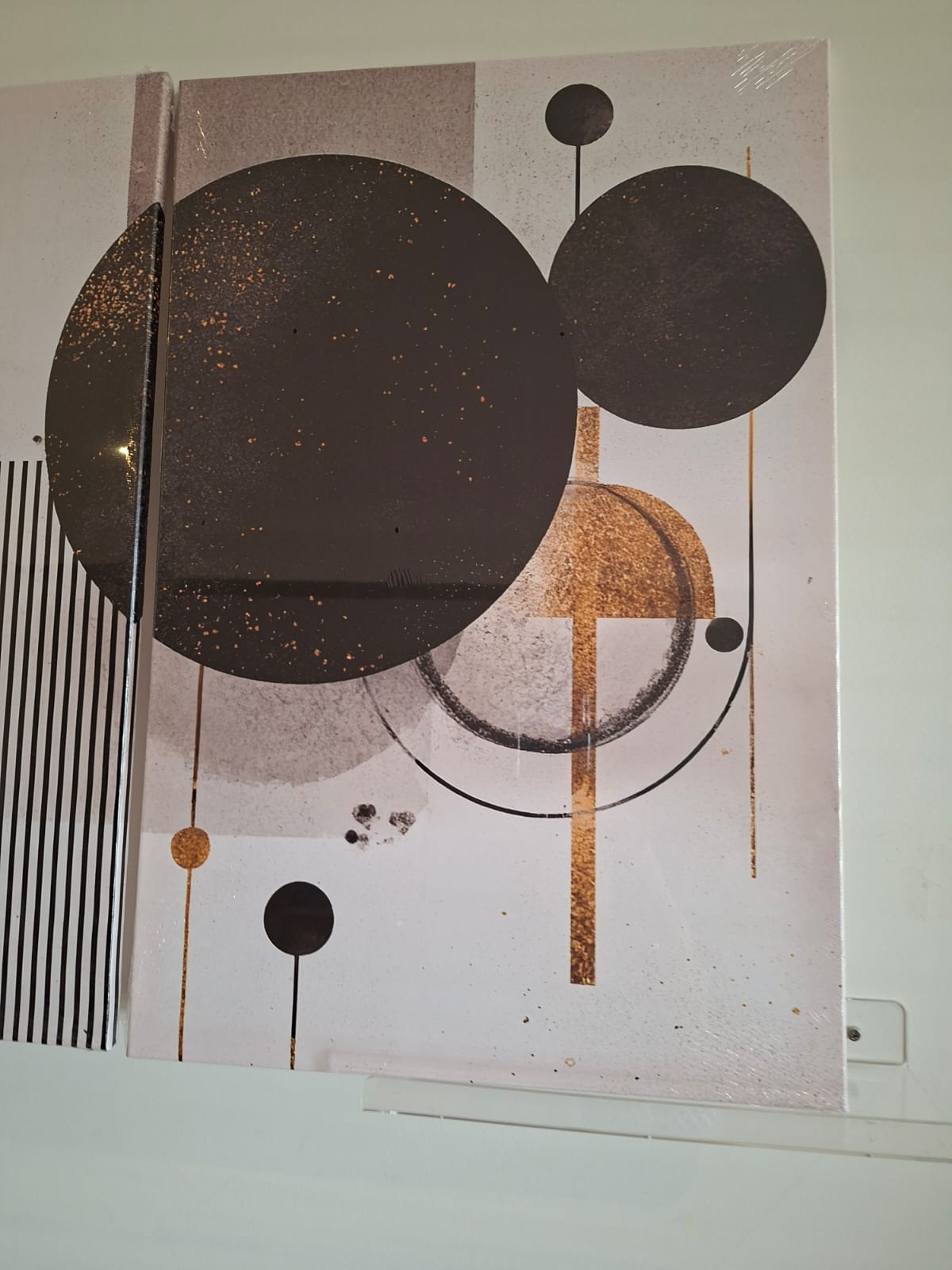 Golden Geometric Abstract Canvas Print Wall Art Set