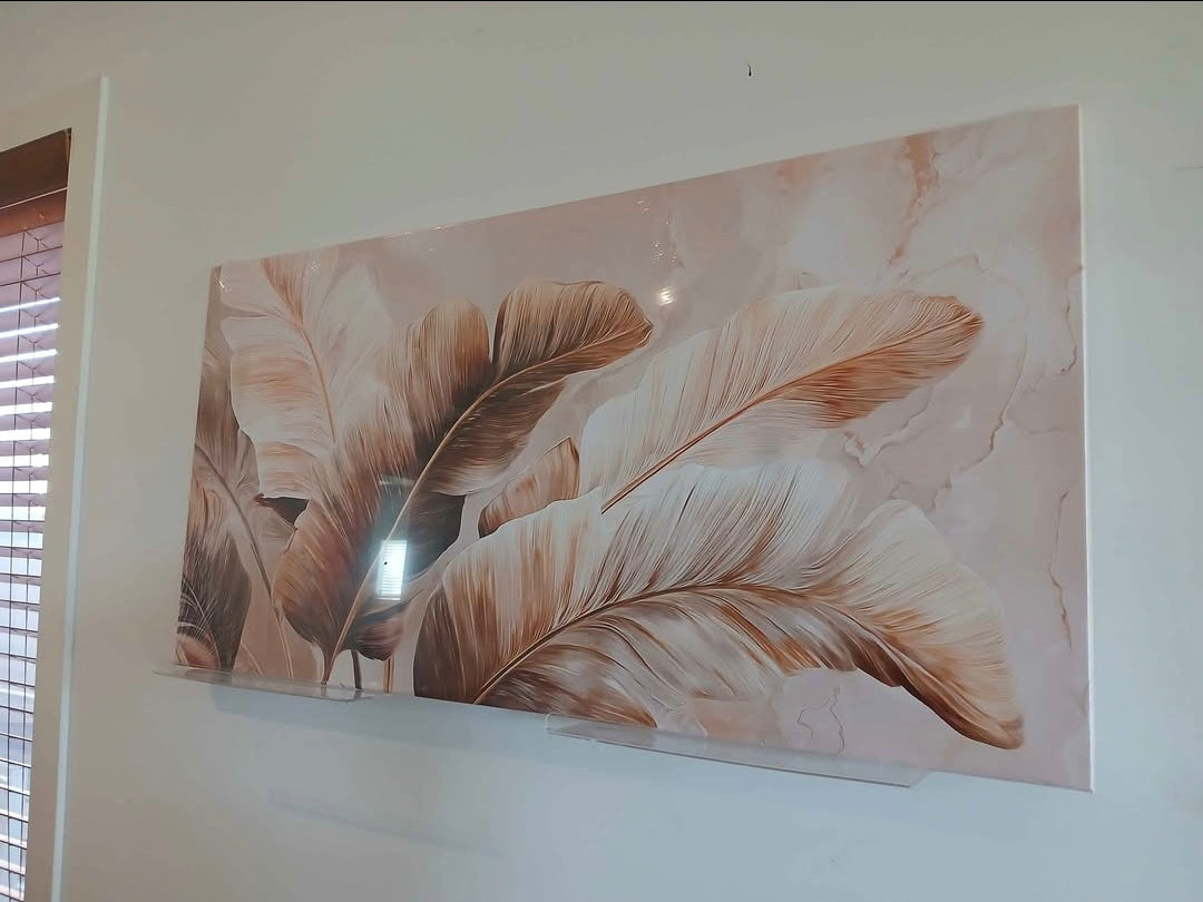 Neutral Beige Botanical Leaves Canvas Print Wall Art - 1pc