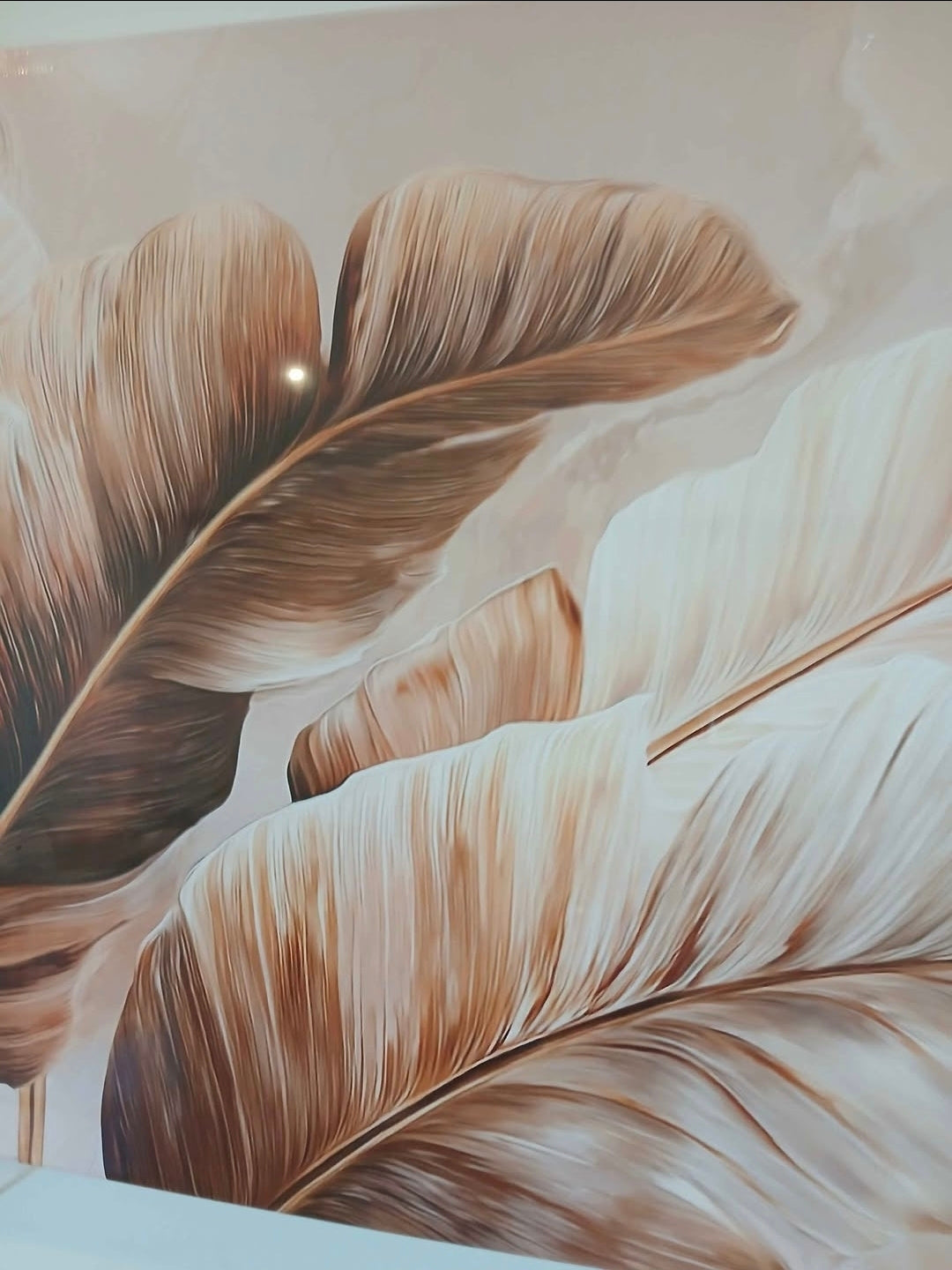 Neutral Beige Botanical Leaves Canvas Print Wall Art - 1pc