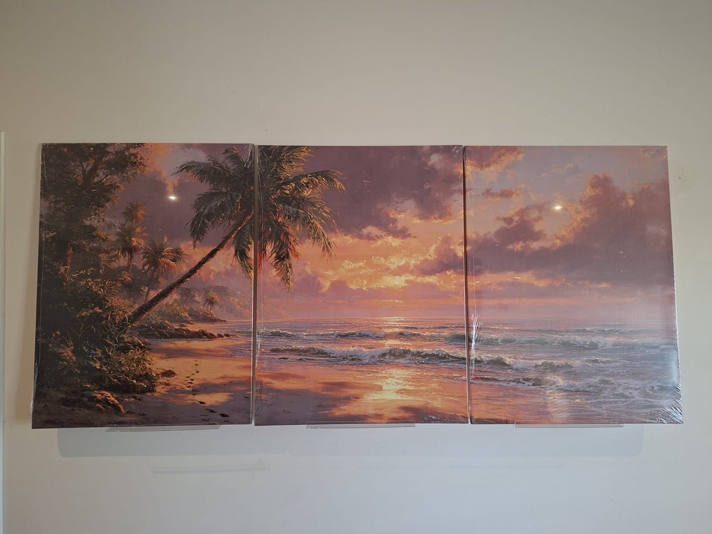 Tropical Beach Sunset Canvas Print Wall Art - Ocean & Palm Tree Coastal Décor