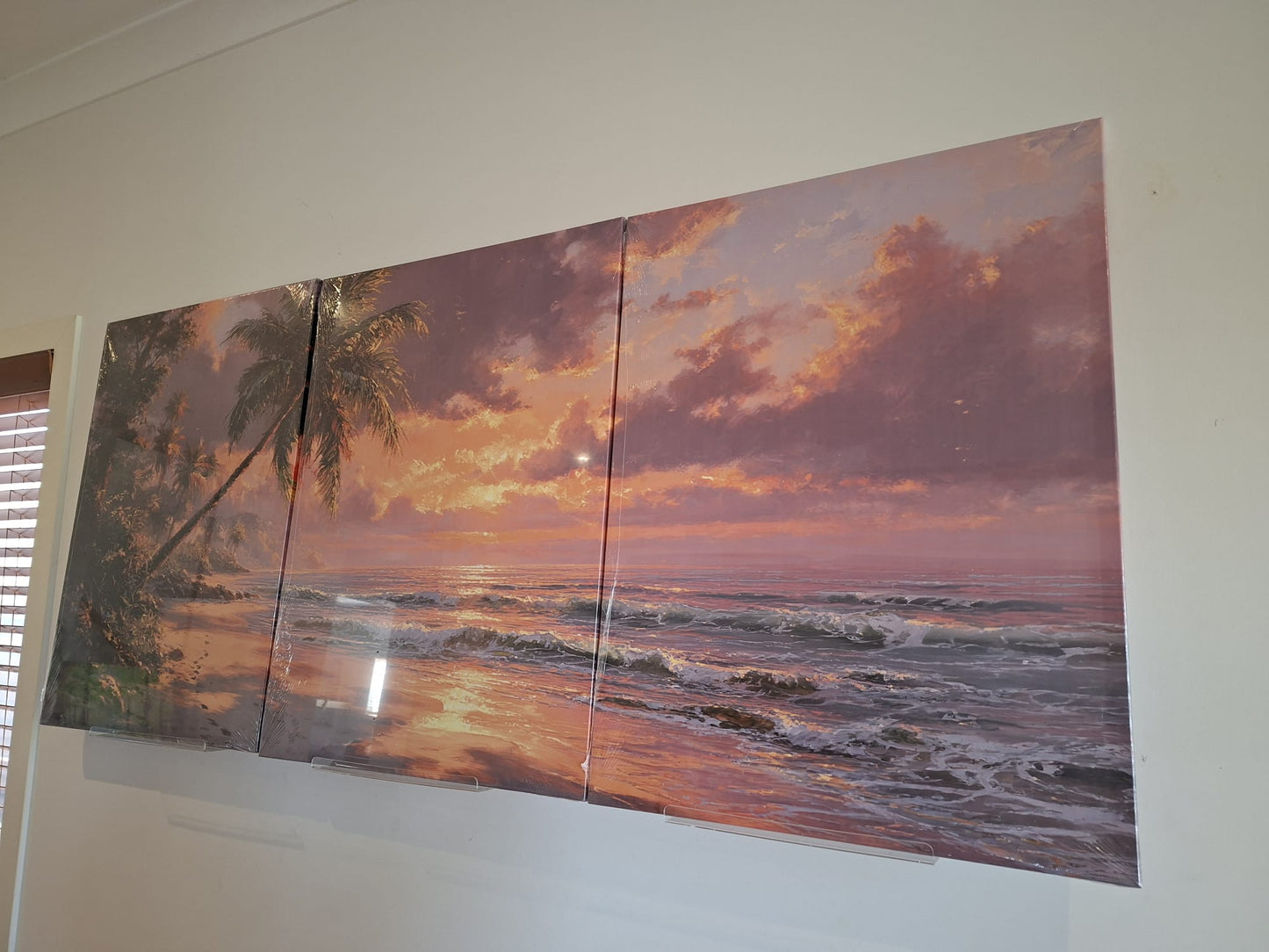Tropical Beach Sunset Canvas Print Wall Art - Ocean & Palm Tree Coastal Décor