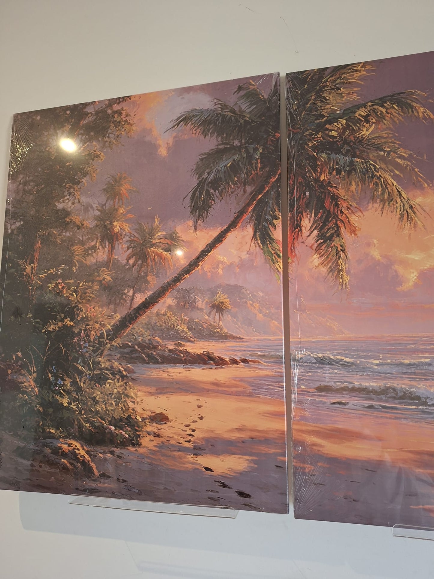 Tropical Beach Sunset Canvas Print Wall Art - Ocean & Palm Tree Coastal Décor
