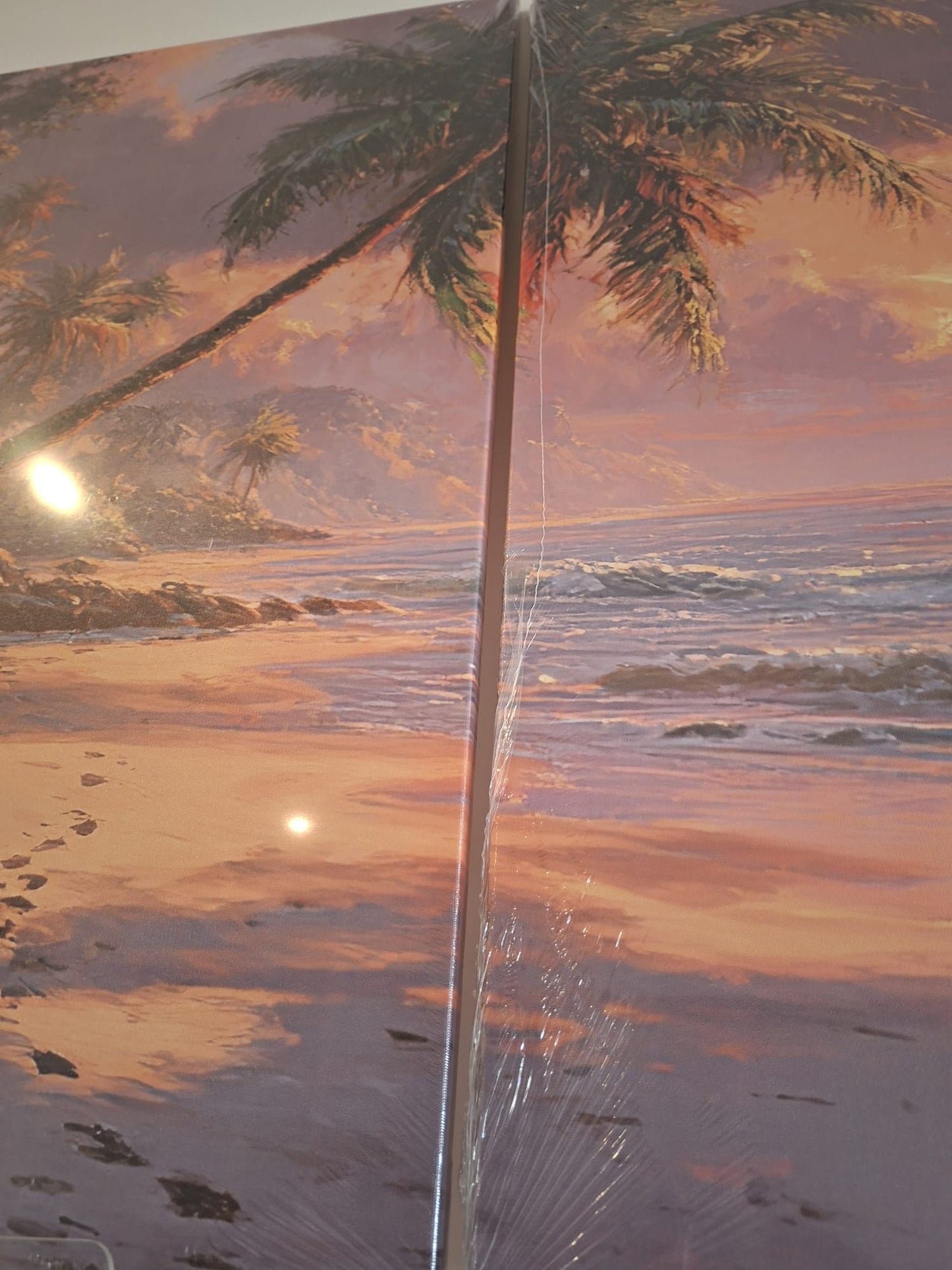 Tropical Beach Sunset Canvas Print Wall Art - Ocean & Palm Tree Coastal Décor
