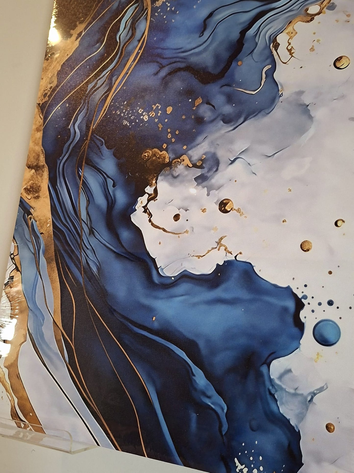 Blue & Gold Abstract Marble Wall Art Set