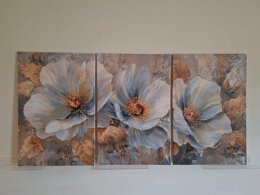 Elegant Floral Gold Accent Wall Art Set