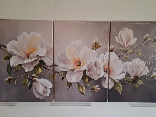 Soft Magnolia Floral Wall Art Set