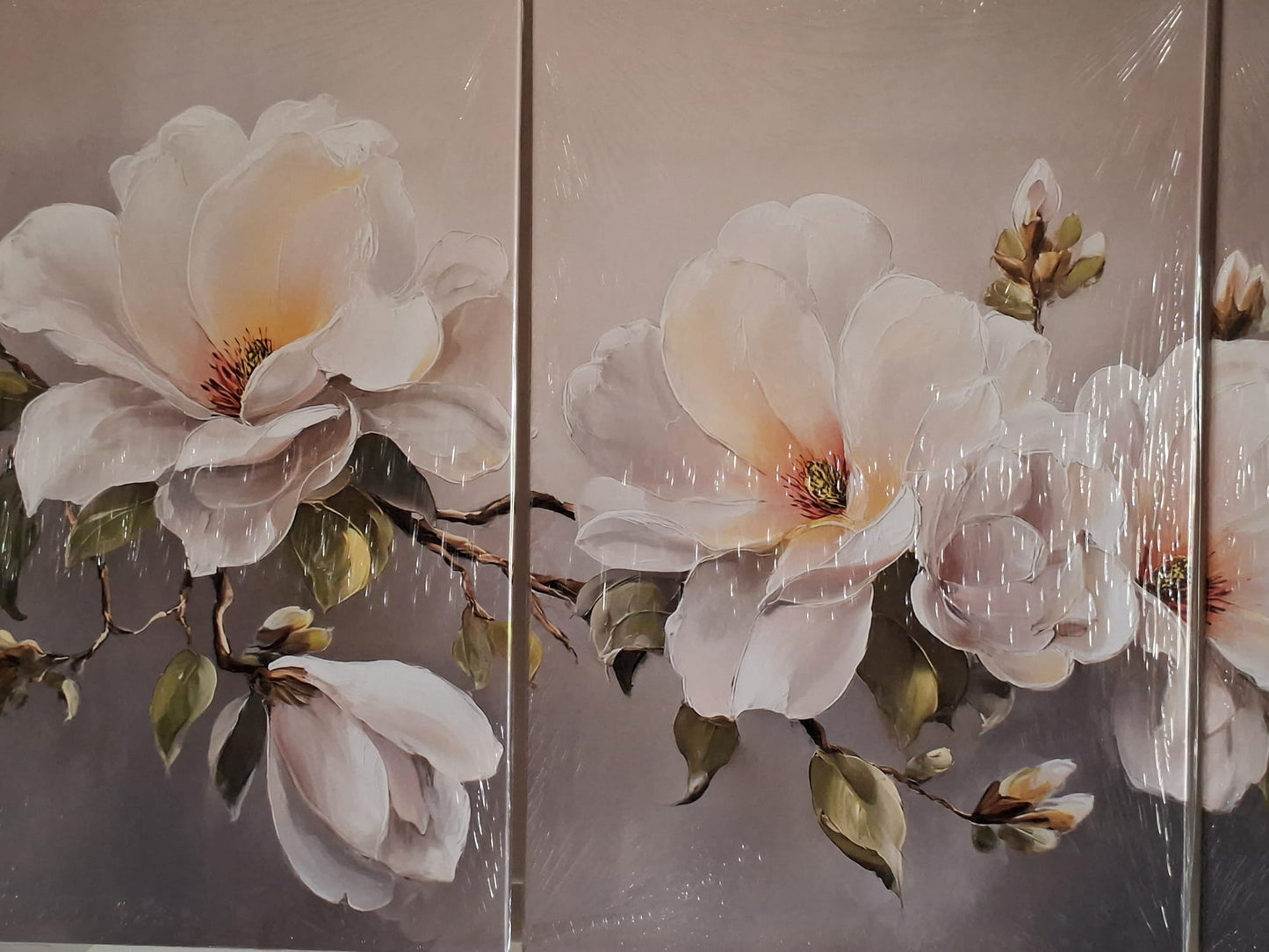 Soft Magnolia Floral Wall Art Set