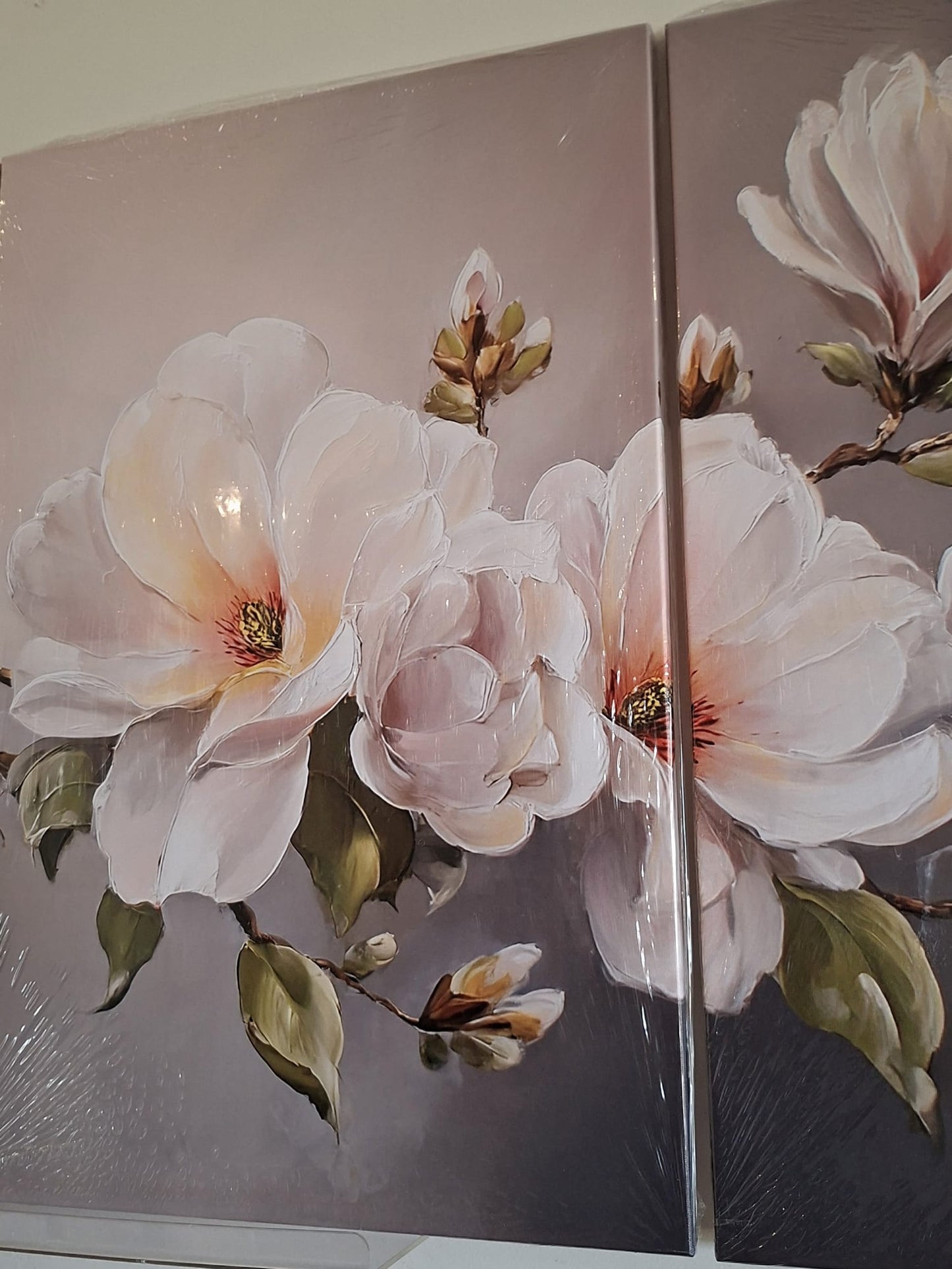 Soft Magnolia Floral Wall Art Set