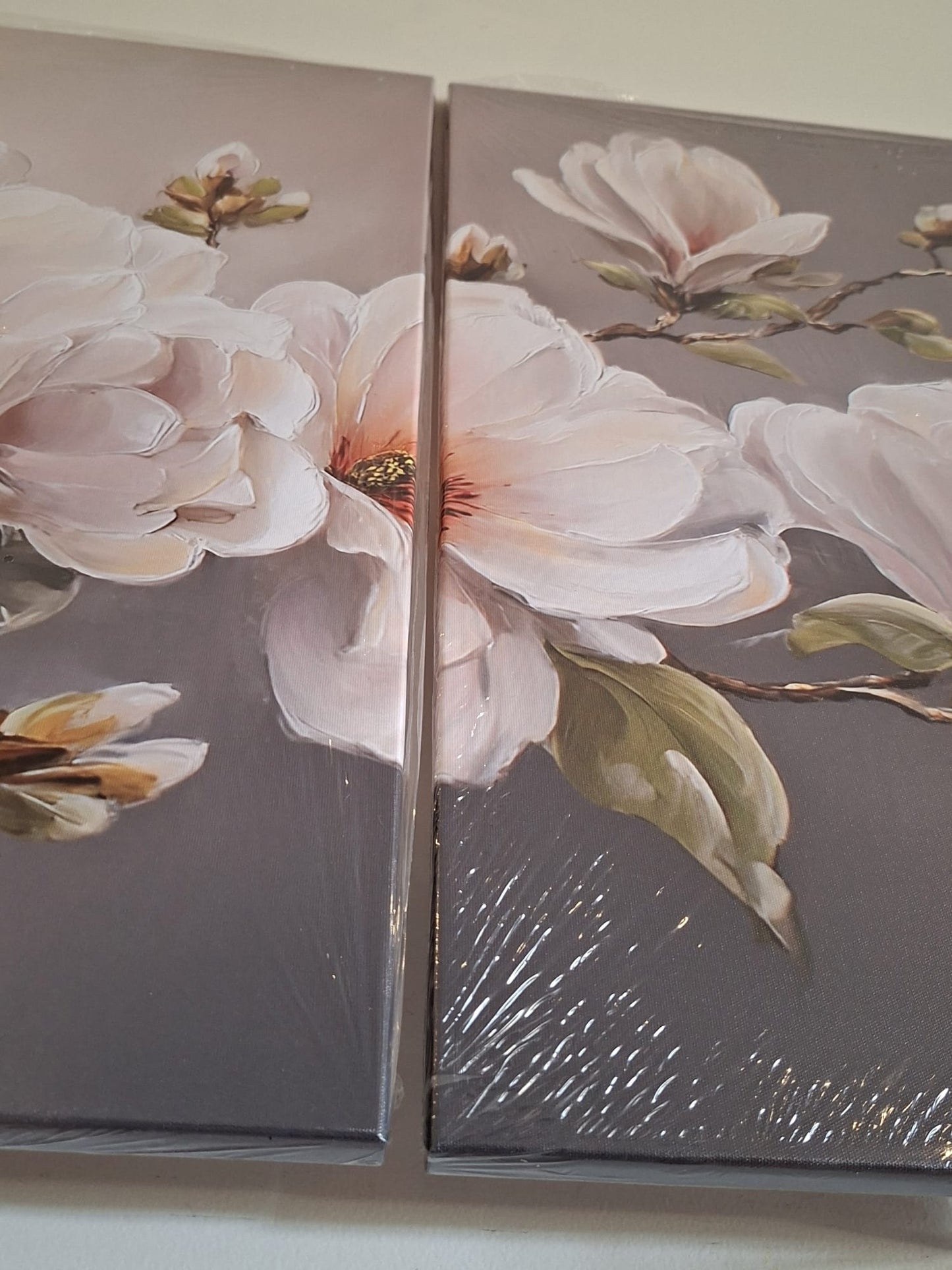 Soft Magnolia Floral Wall Art Set