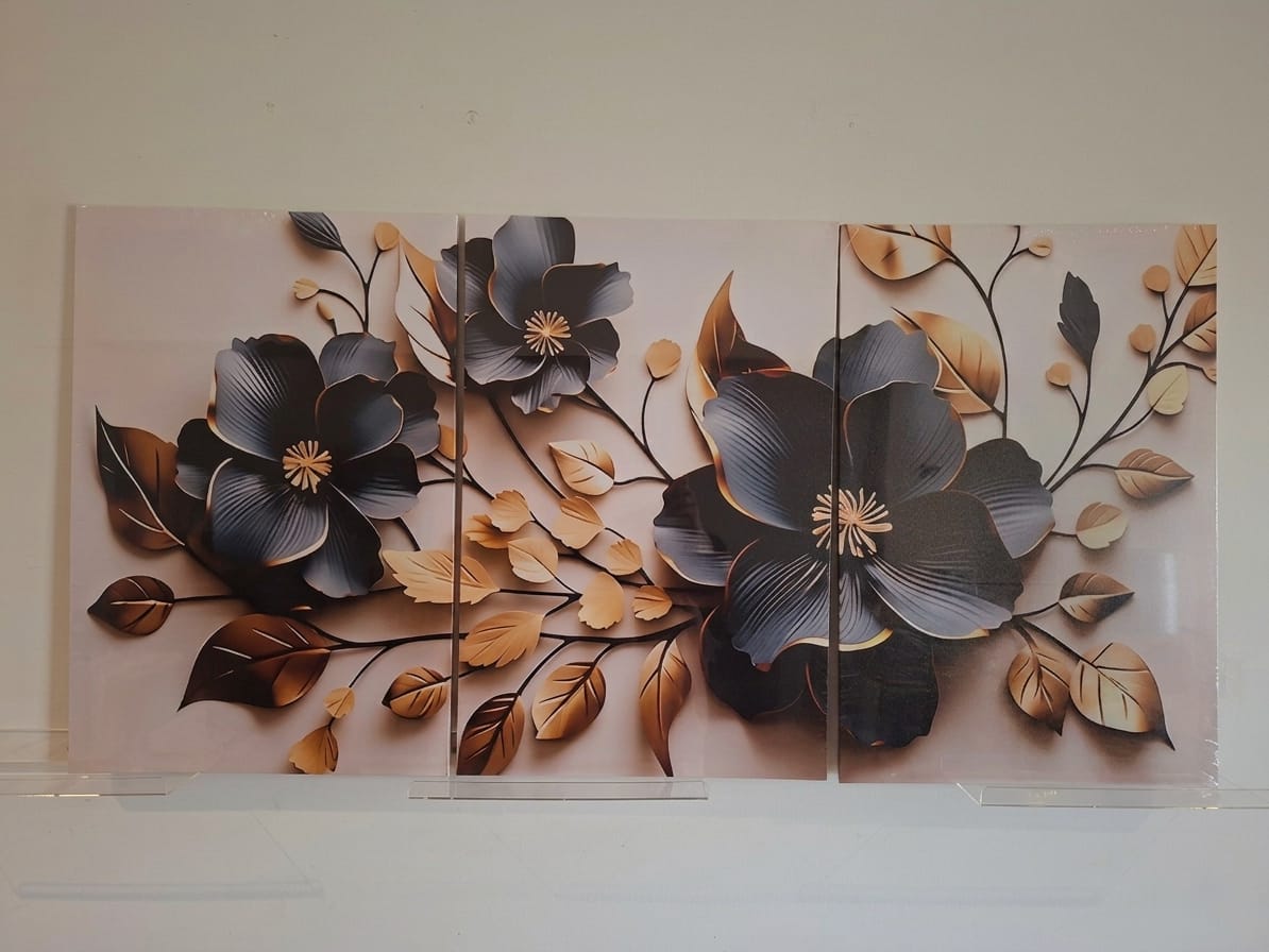 Black & Gold Floral Canvas Wall Art