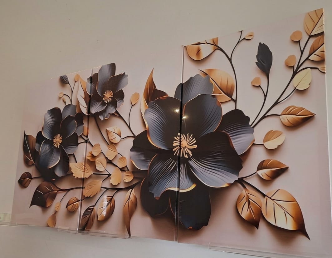 Black & Gold Floral Canvas Wall Art
