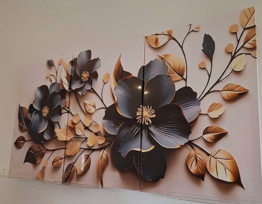 Black & Gold Floral Canvas Wall Art