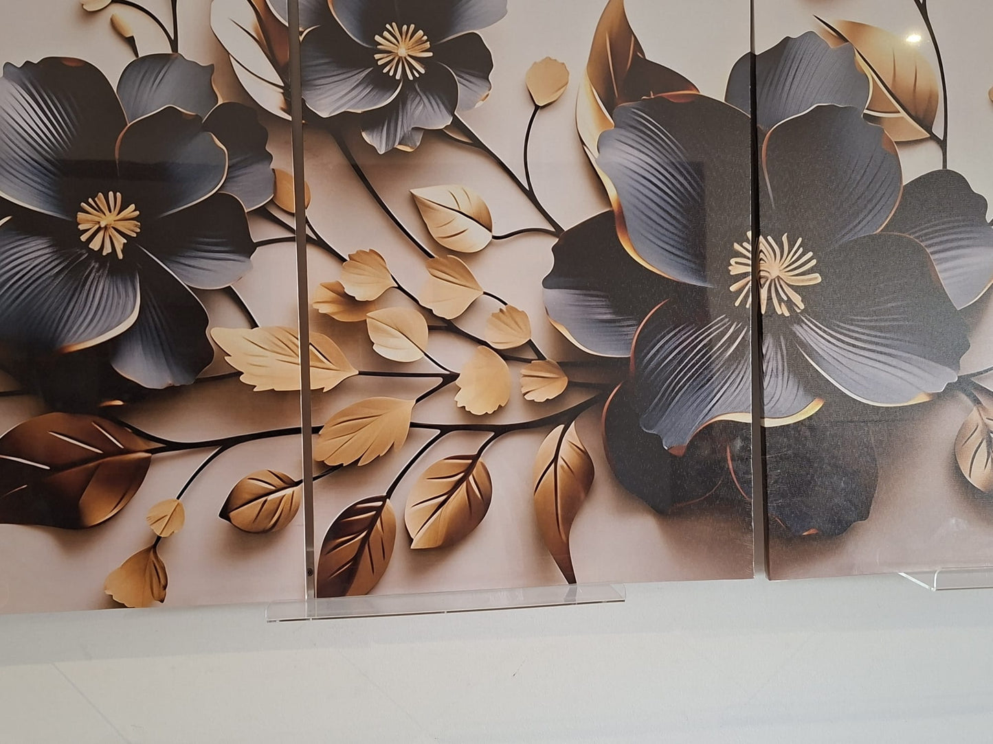 Black & Gold Floral Canvas Wall Art