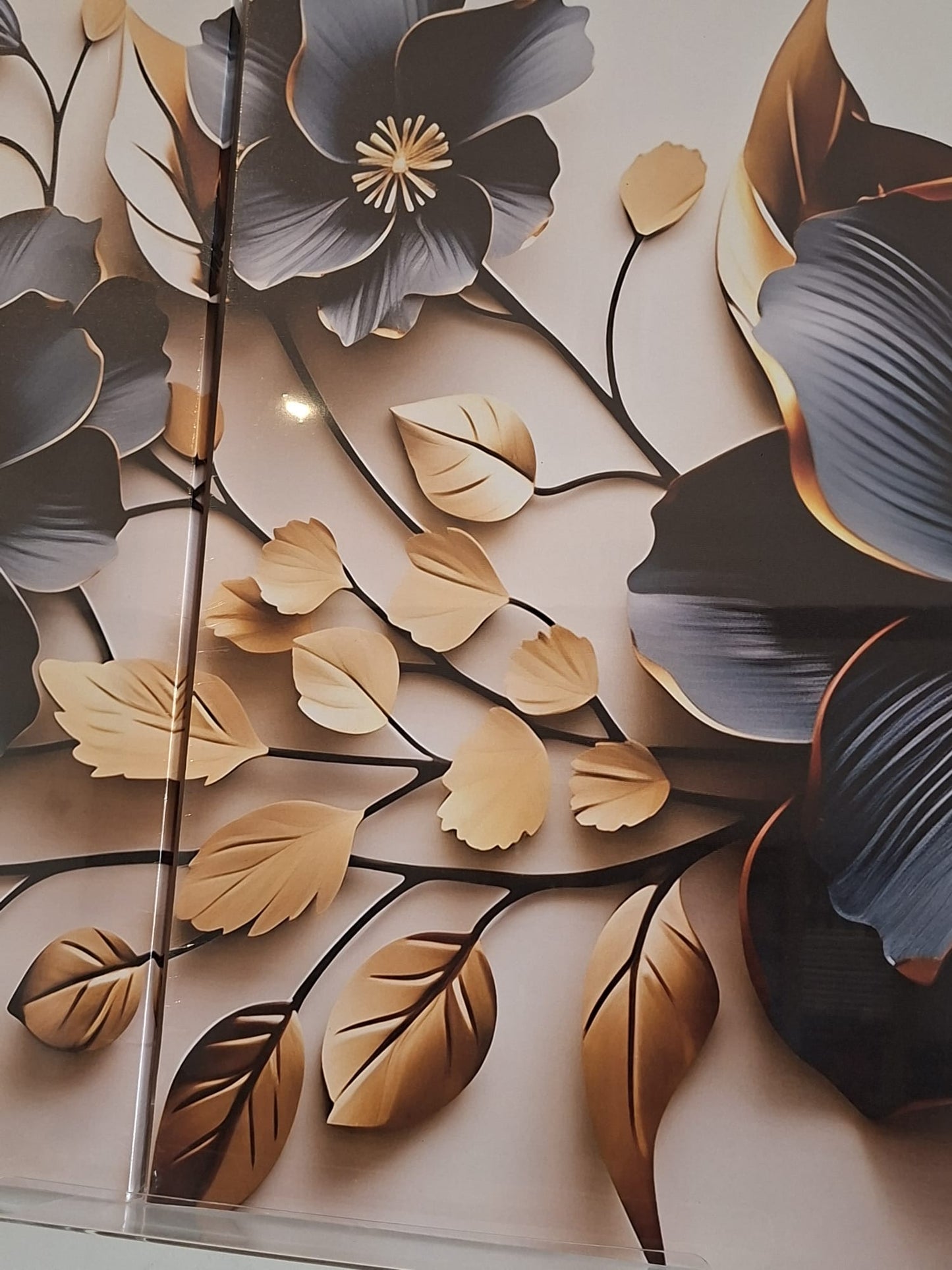 Black & Gold Floral Canvas Wall Art