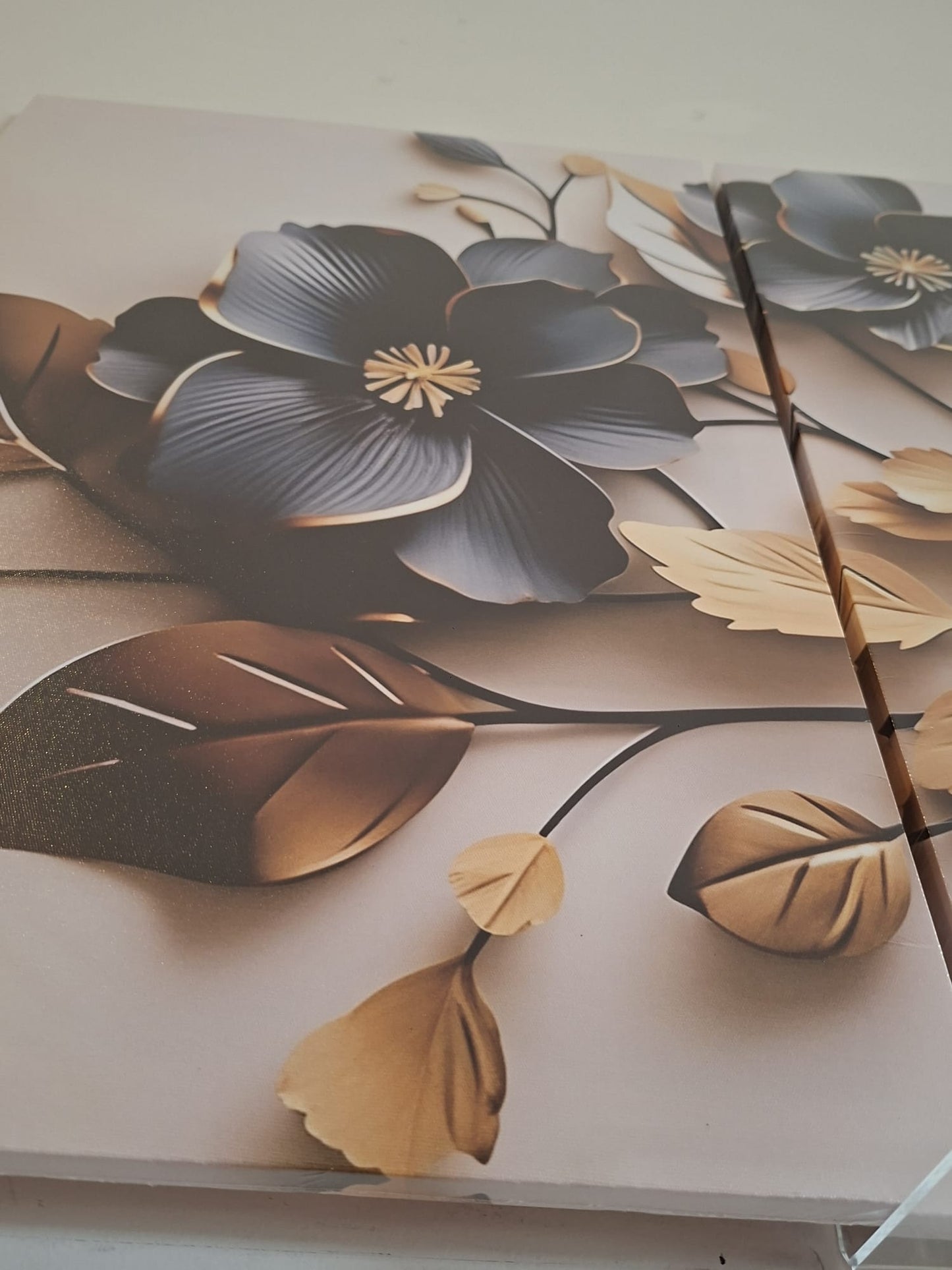 Black & Gold Floral Canvas Wall Art