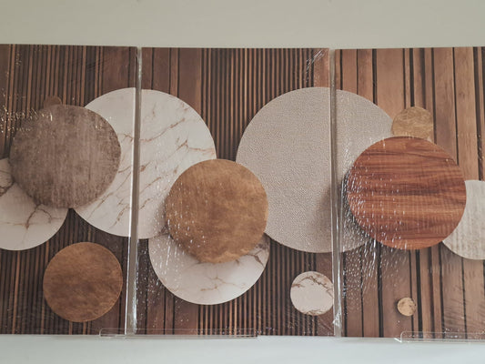 Neutral Abstract Circle Canvas Wall Art Set