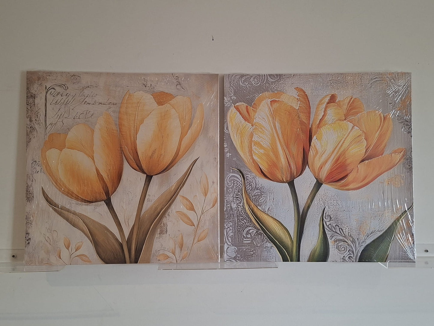 Soft Yellow Tulip Botanical Canvas Wall Art Set