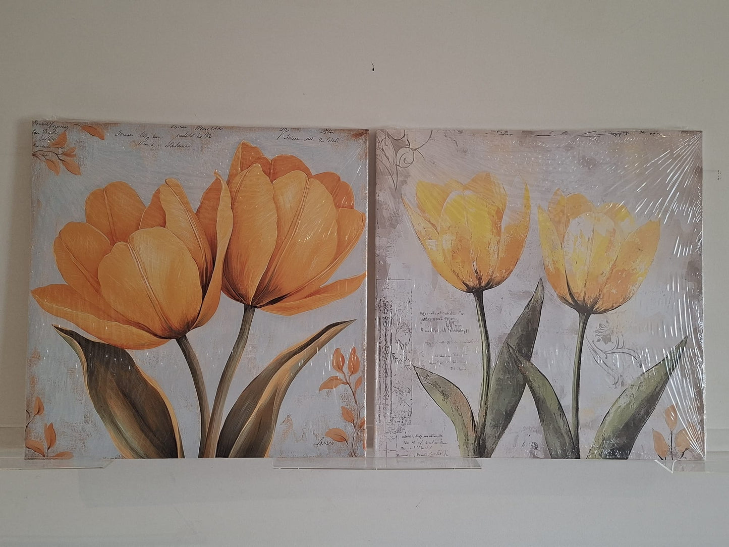 Soft Yellow Tulip Botanical Canvas Wall Art Set