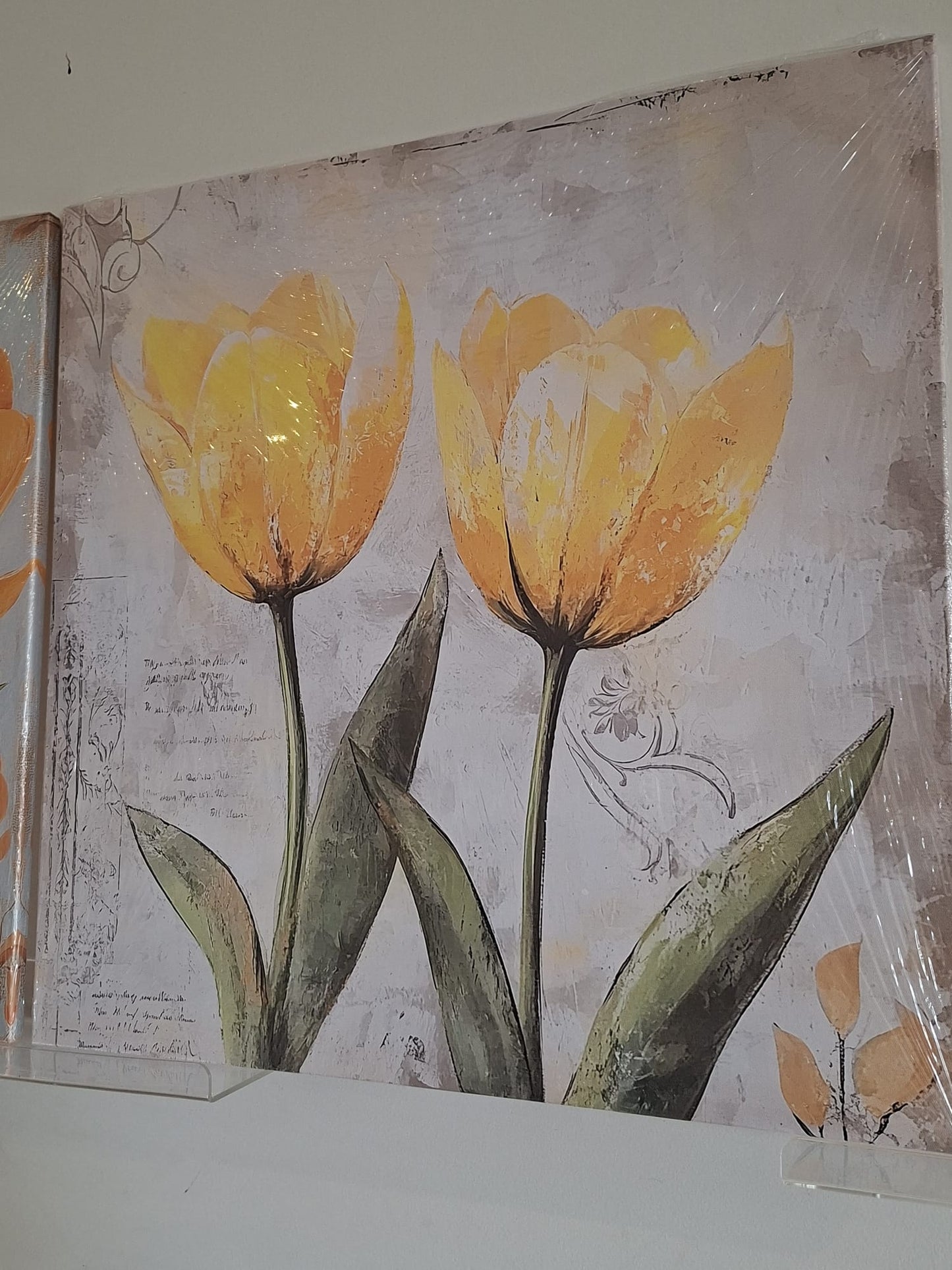 Soft Yellow Tulip Botanical Canvas Wall Art Set