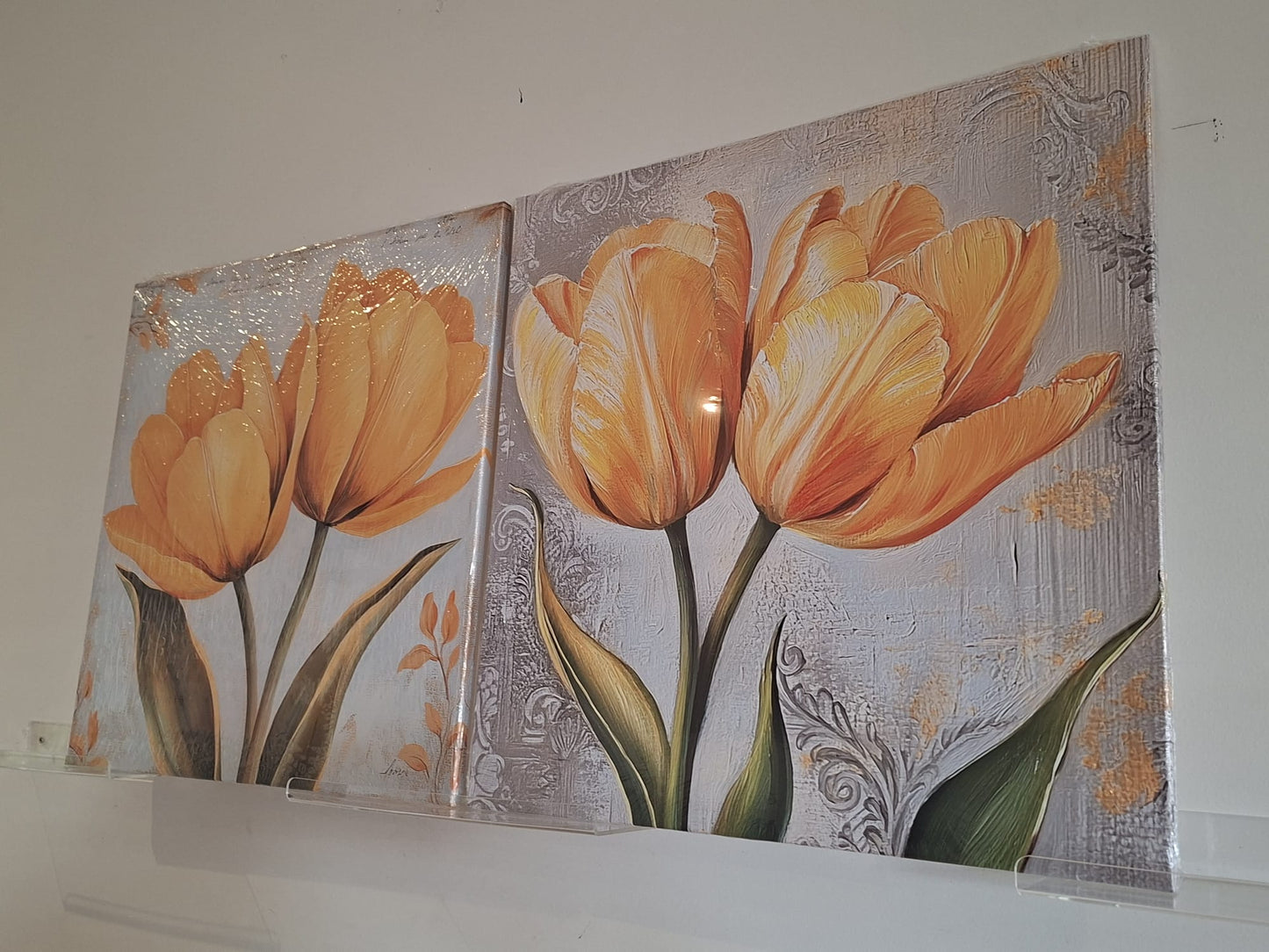 Soft Yellow Tulip Botanical Canvas Wall Art Set