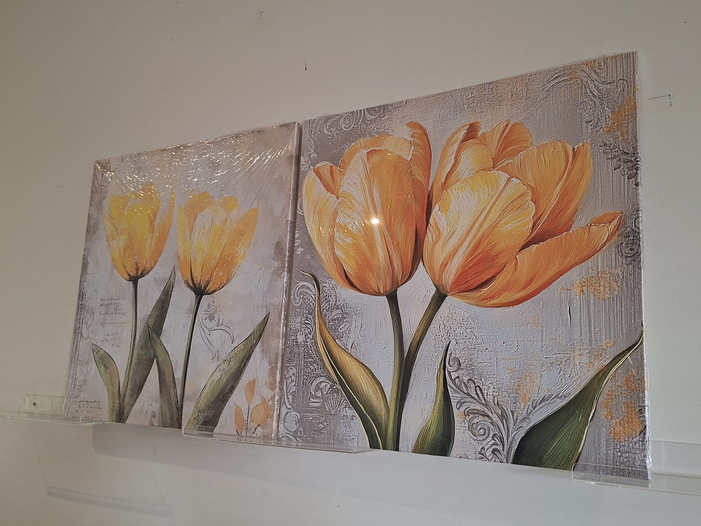 Soft Yellow Tulip Botanical Canvas Wall Art Set