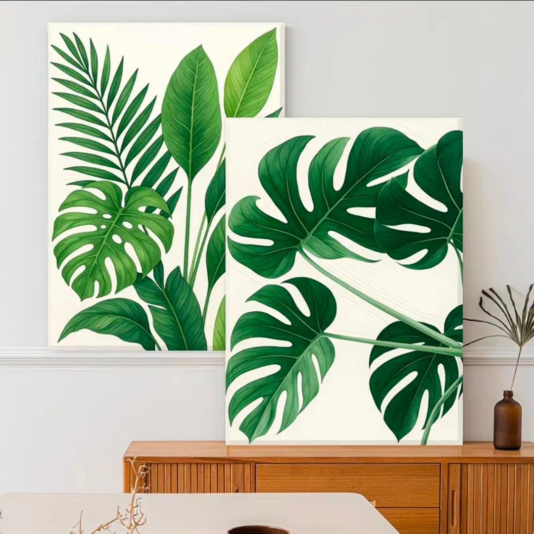 Tropical Leaves Canvas Print Wall Art – Jungle Foliage