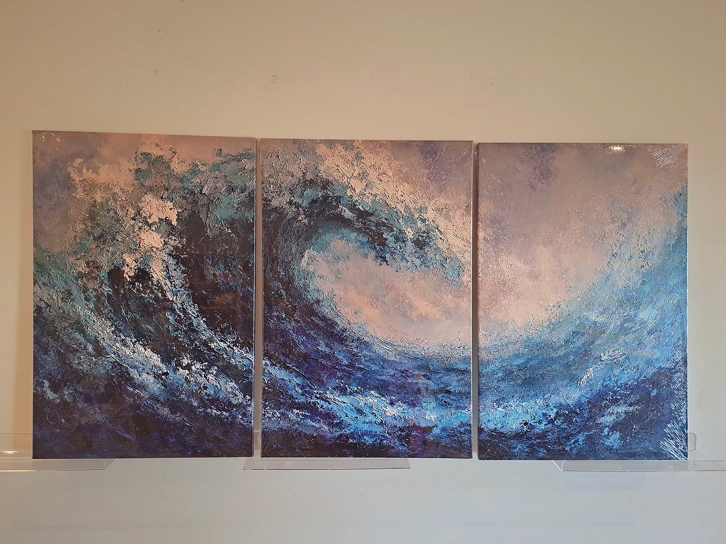 Ocean Depths Turquoise Wave Wall Art Set