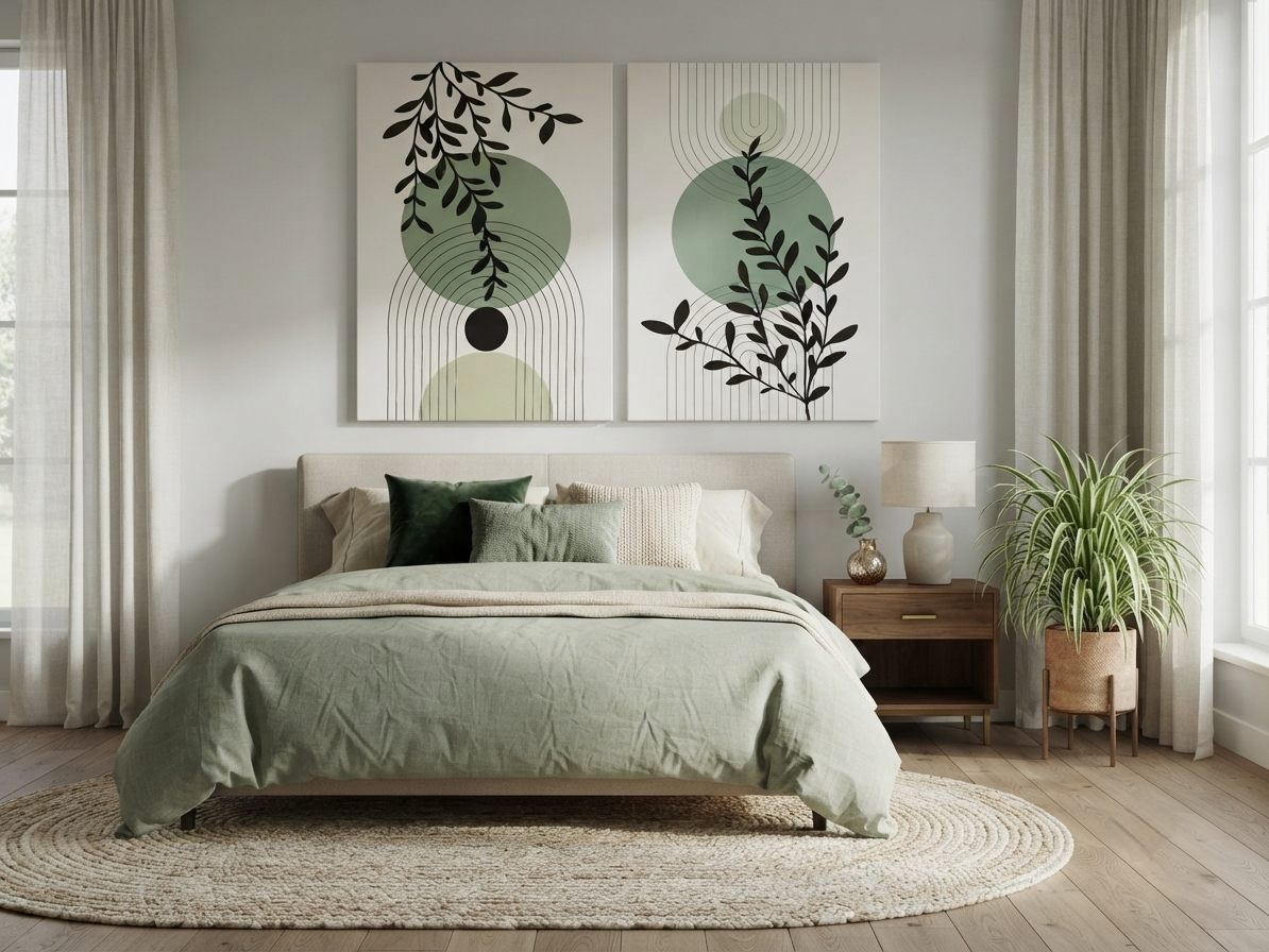 Bohemian Botanical Canvas Wall Art – Vertical Foliage Décor