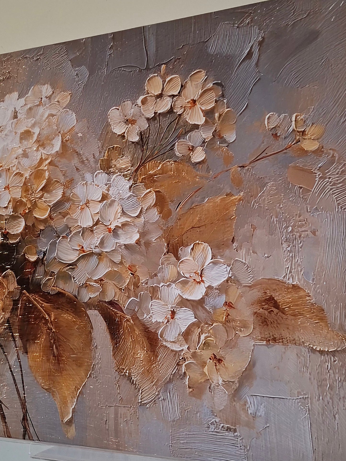 Golden Floral Canvas Wall Art - 1pc