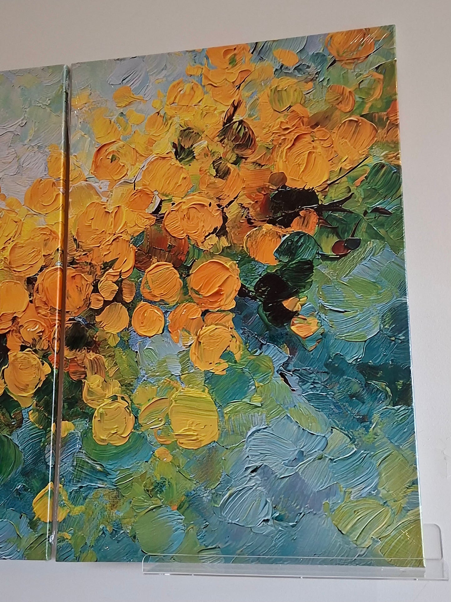 Yellow Blossom Botanical Canvas Wall Art – Turquoise Modern Nature Décor
