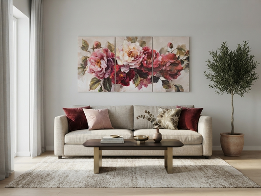 Soft Pink Floral Canvas Wall Art – Romantic Spring Bloom Décor